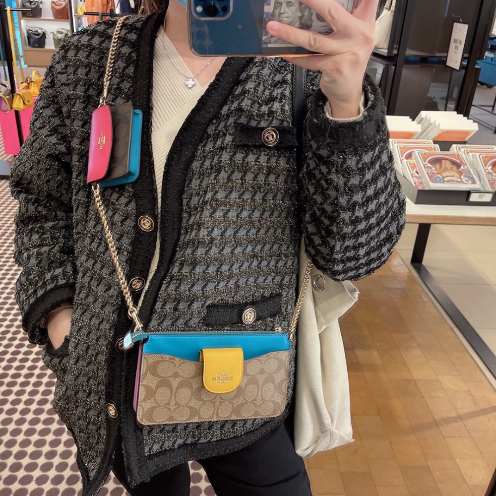 台灣美媽代購 COACH 蔻馳 包包 斜挎包 單肩包 斜背包 郵差包 鏈條包 卡包 子母包二合一 時尚簡約鏈條單肩斜挎包-細節圖3