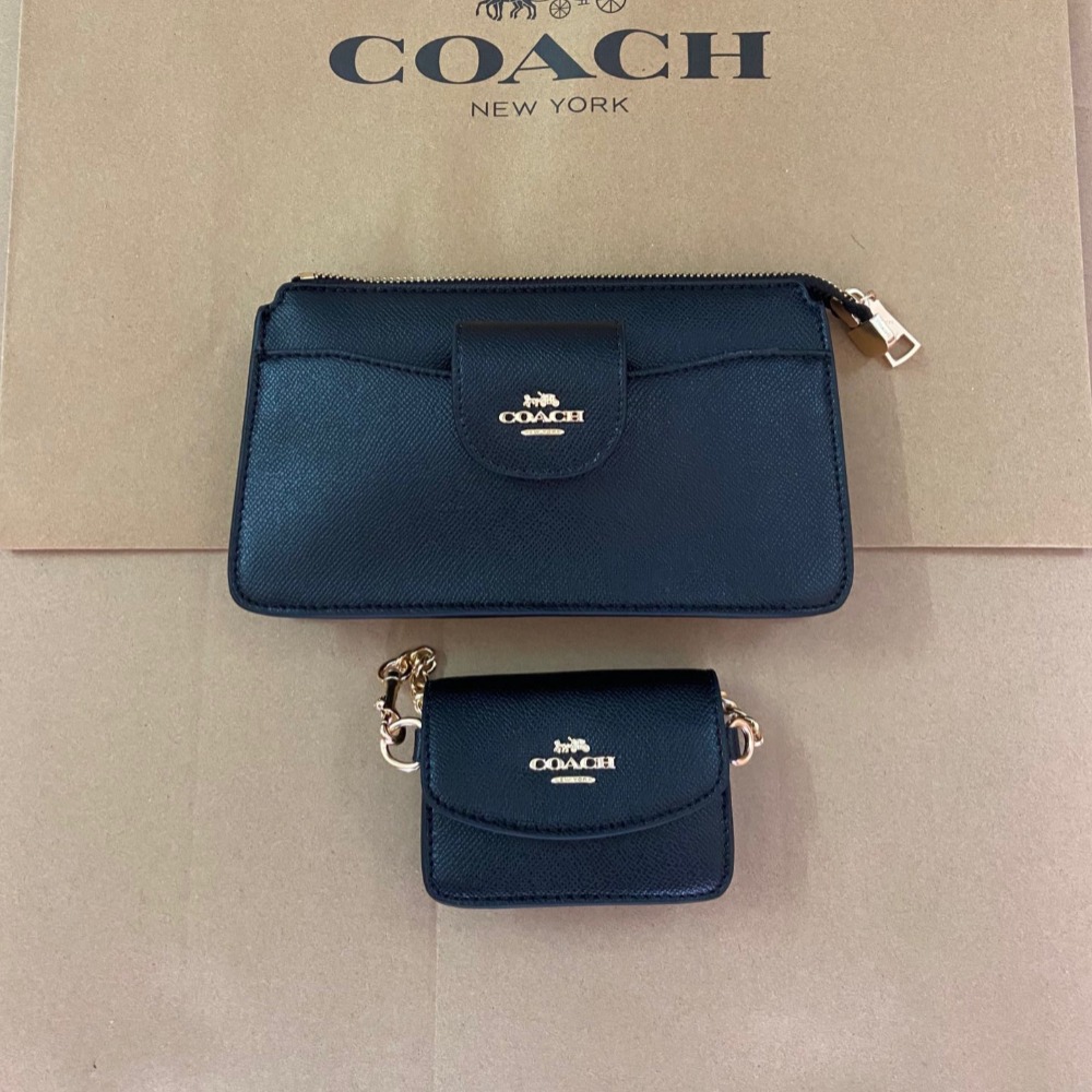 台灣美媽代購 COACH 蔻馳 包包 斜挎包 單肩包 斜背包 郵差包 鏈條包 卡包 子母包二合一 時尚簡約鏈條單肩斜挎包-細節圖6