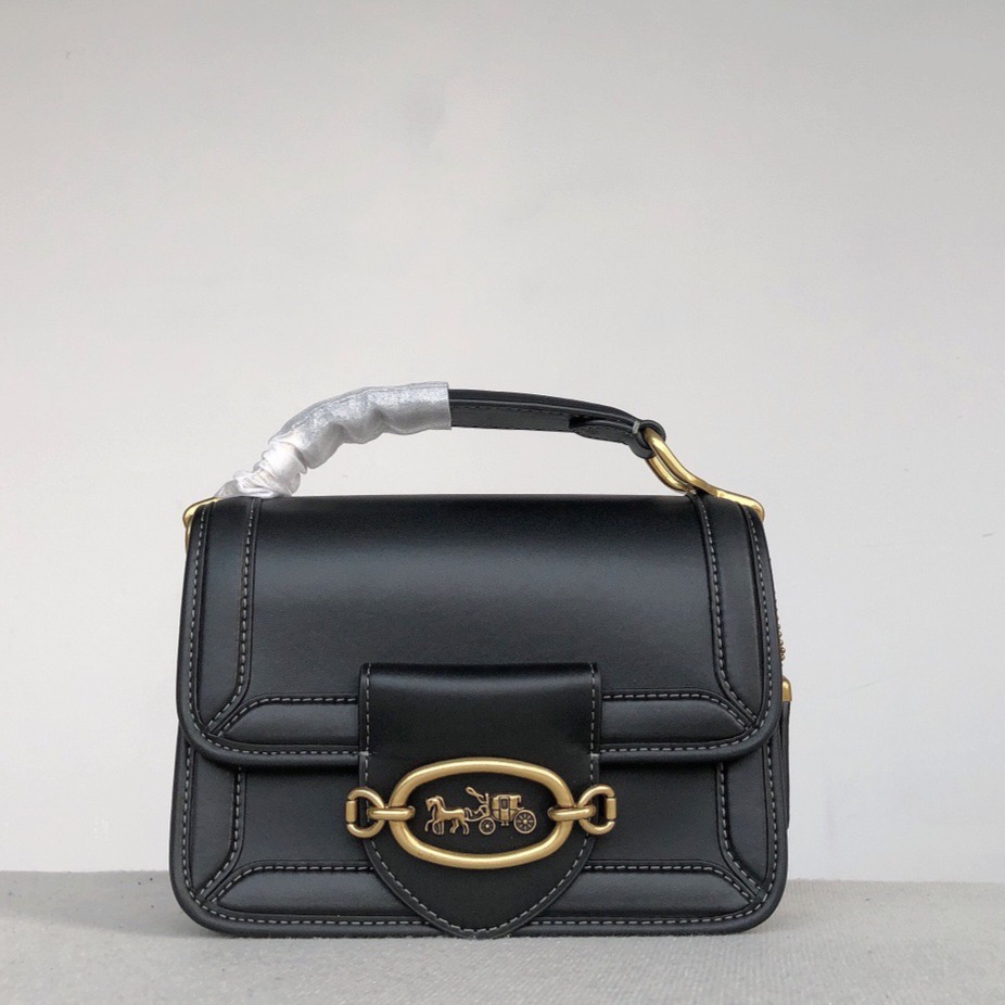 台灣美媽代購 COACH 蔻馳 包包 單肩包 斜挎包 斜背包 马鞍包 郵差包 手提包 復古氣質翻蓋經典馬車logo斜挎包-細節圖7