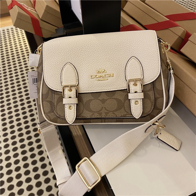 台灣美媽代購 COACH 蔻馳 包包 斜挎包 斜背包 郵差包 小公文包 單肩斜挎包 翻蓋印花搭扣斜挎包 時尚百搭簡約-細節圖7