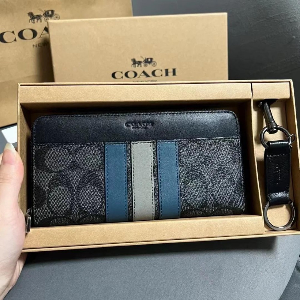 台灣美媽代購 COACH 蔻馳 長夾 短夾 經典老花拉鏈長夾 長款錢包 拉鏈夾 零錢包 男款手拿包 卡夾 信用卡夾-細節圖4
