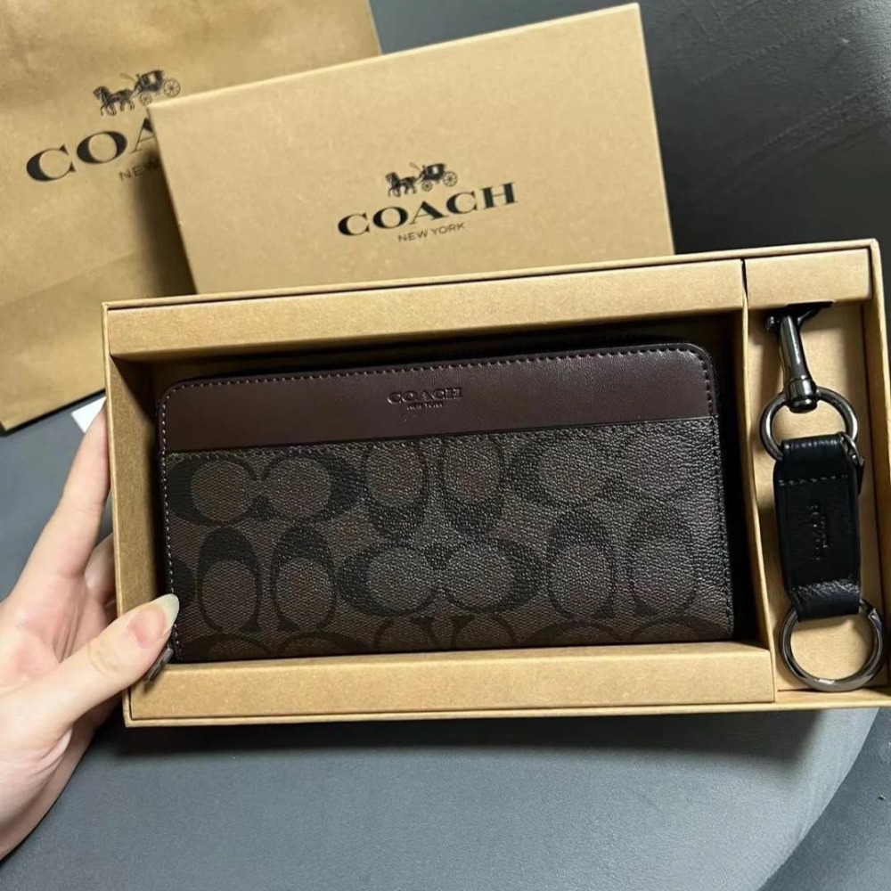 台灣美媽代購 COACH 蔻馳 長夾 短夾 經典老花拉鏈長夾 長款錢包 拉鏈夾 零錢包 男款手拿包 卡夾 信用卡夾-細節圖5