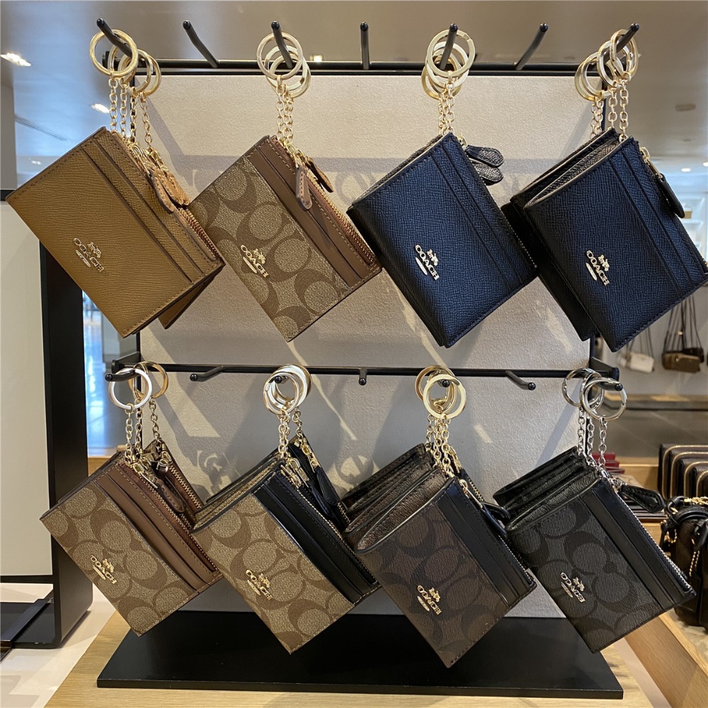 台灣美媽代購 COACH 蔻馳 卡夾 經典logo防刮皮卡夾 證件夾 零錢袋 卡包 素面 匙环卡包 零钱包 信用卡夾-細節圖2