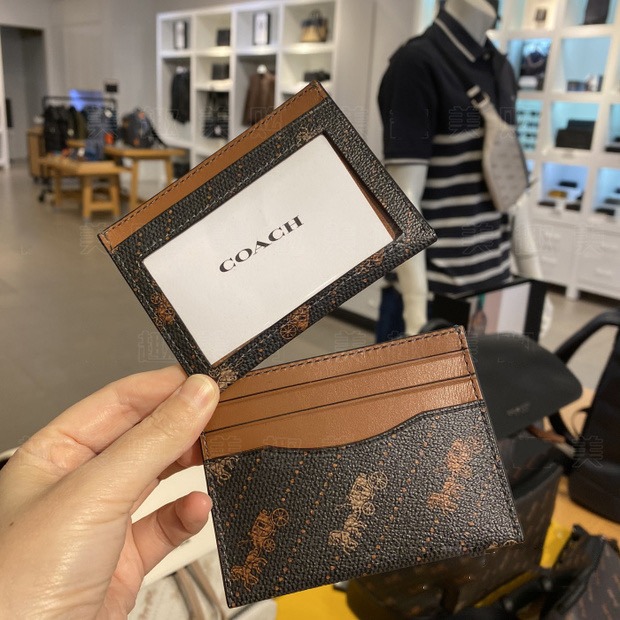 台灣美媽代購 COACH 蔻馳 卡夾 經典logo防刮皮卡夾 證件夾 零錢袋 卡包 素面 匙环卡包 零钱包 信用卡夾-細節圖7