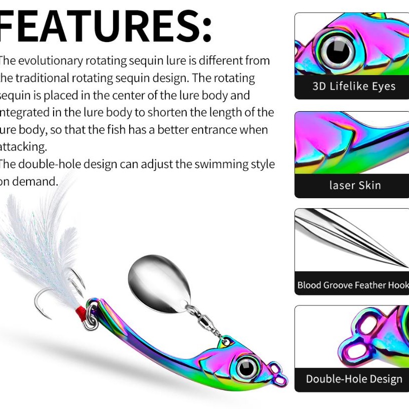 《懶人雜貨舖》弦月旋轉亮片 複合式旋轉亮片 路亞餌 顫泳 vib 遠投vib  翹嘴 鱸魚 路亞假餌-細節圖4