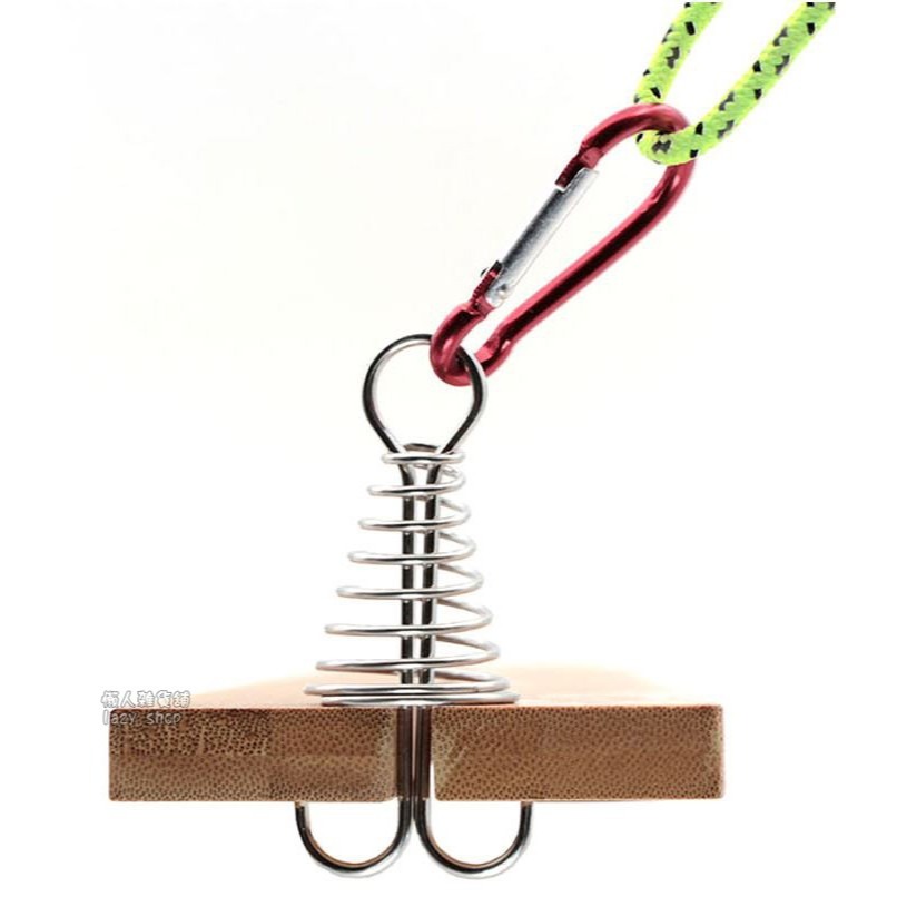 《懶人雜貨舖》章魚繩扣 木板鉤 棧板扣 棧板固定器 營繩扣 彈簧扣 風繩快掛 不鏽帳蓬繩扣 魚骨釘 棧板魚骨釘-細節圖3