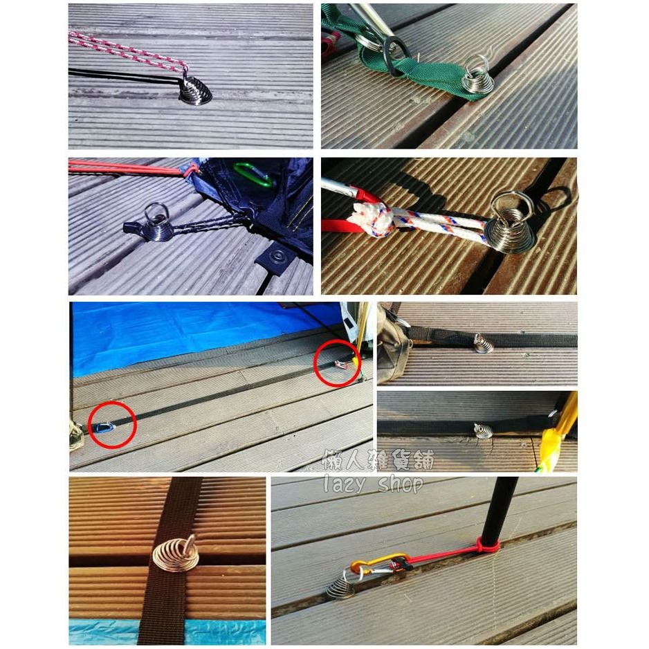 《懶人雜貨舖》章魚繩扣 木板鉤 棧板扣 棧板固定器 營繩扣 彈簧扣 風繩快掛 不鏽帳蓬繩扣 魚骨釘 棧板魚骨釘-細節圖7