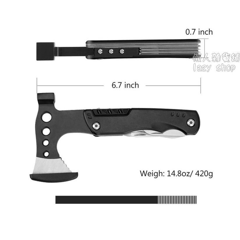 《懶人雜貨舖》新款多功能斧頭 錘子 便攜折疊斧 戰術斧 多功能鐵鎚 戶外 露營 刀鉗-細節圖2