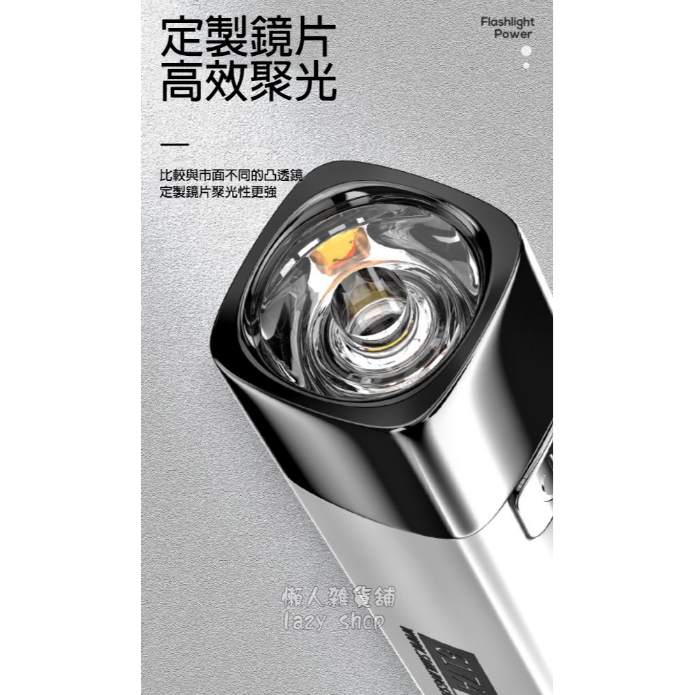 《懶人雜貨舖》微笑鯊 ABS 強光手電筒 USB充電 卡外照明 便攜 家用照明手電筒 夜間照明-細節圖2