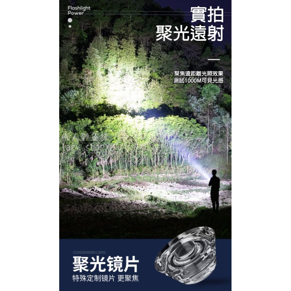 《懶人雜貨舖》微笑鯊 ABS 強光手電筒 USB充電 卡外照明 便攜 家用照明手電筒 夜間照明-細節圖5