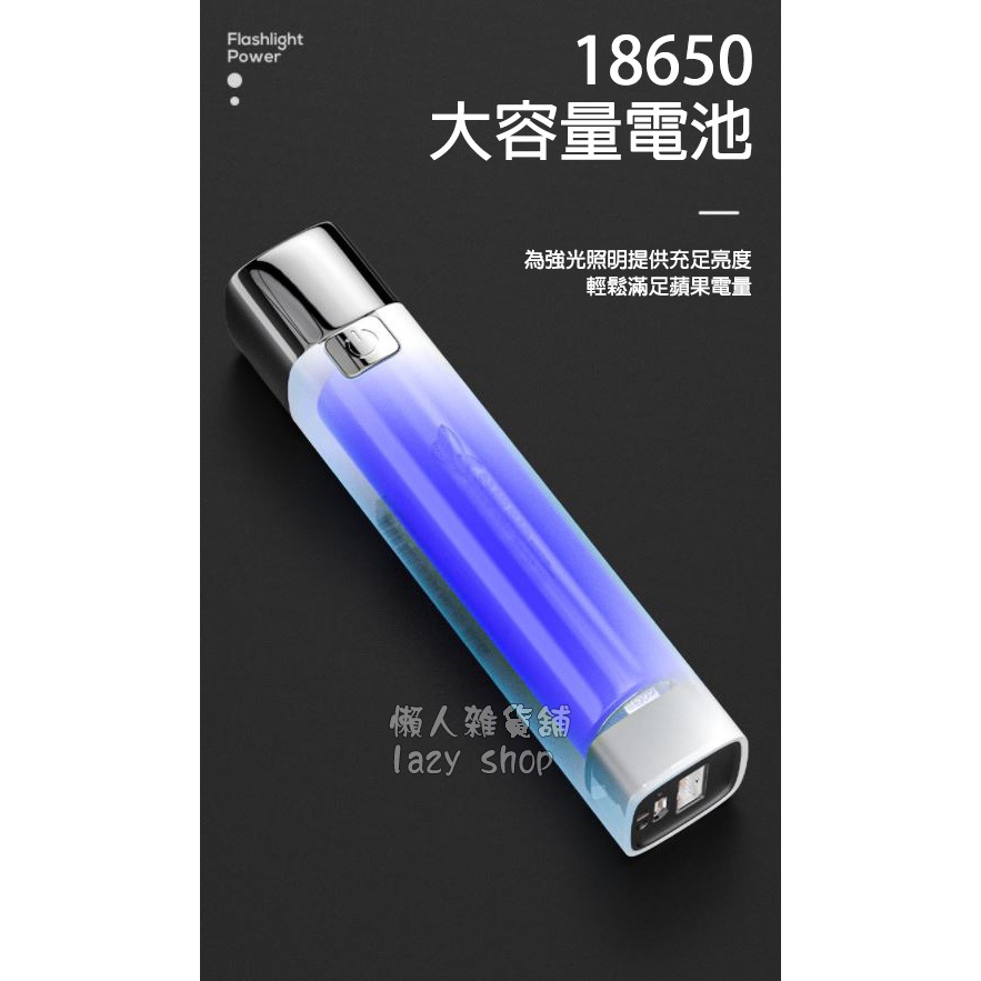 《懶人雜貨舖》微笑鯊 ABS 強光手電筒 USB充電 卡外照明 便攜 家用照明手電筒 夜間照明-細節圖7