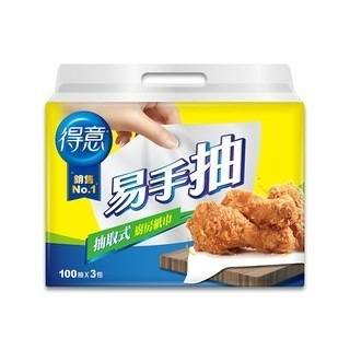 得意易手抽抽取式廚房紙巾100抽*3包-細節圖2