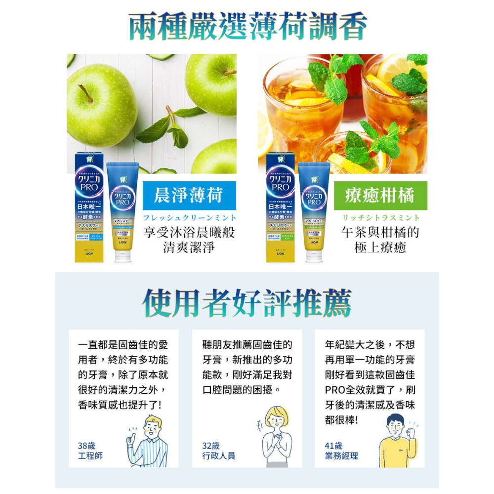 日本獅王 固齒佳Pro酵素全效牙膏 療癒柑橘 晨淨薄荷｜95g-細節圖8