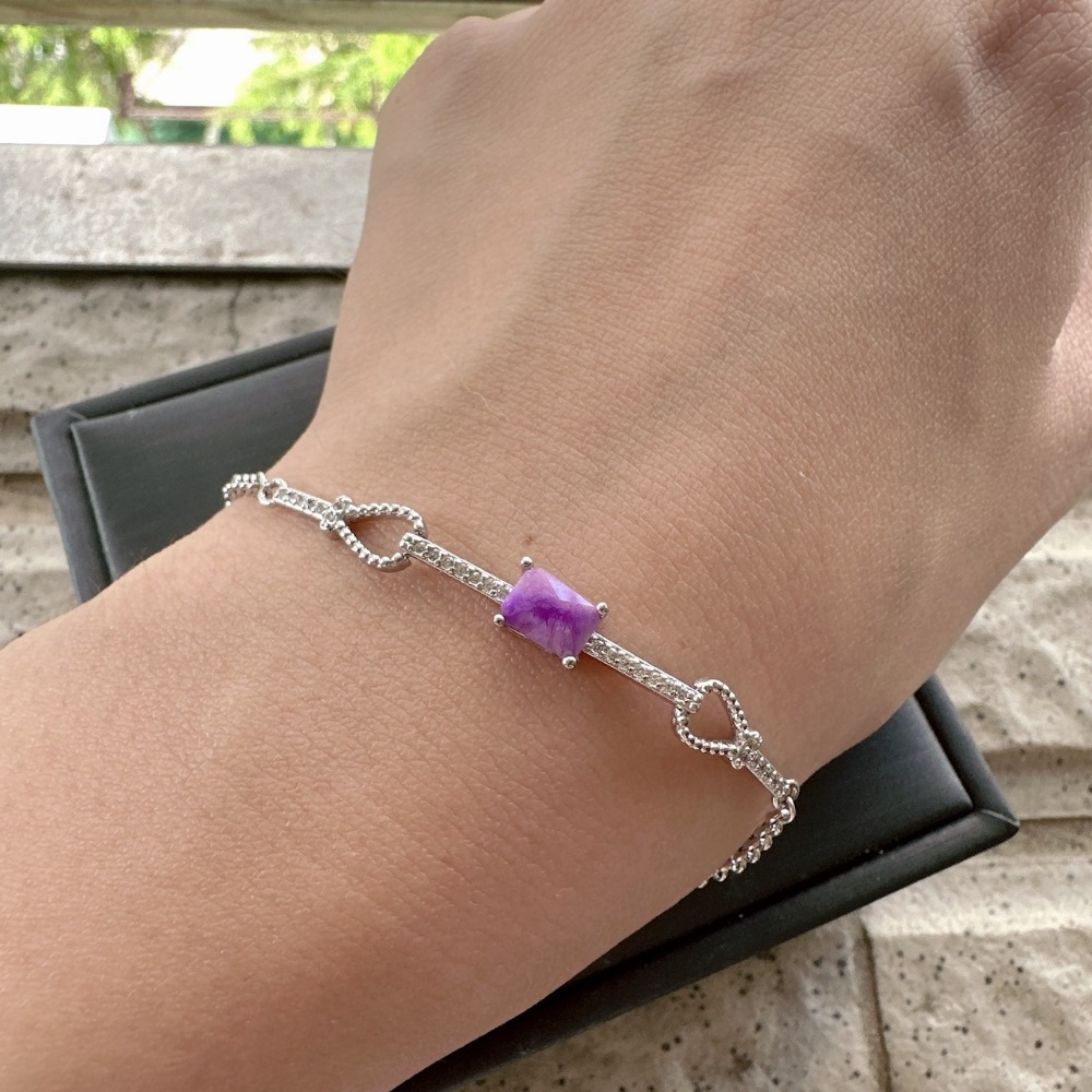 BC♥天然高檔玉化舒俱徠純銀手鍊-細節圖5