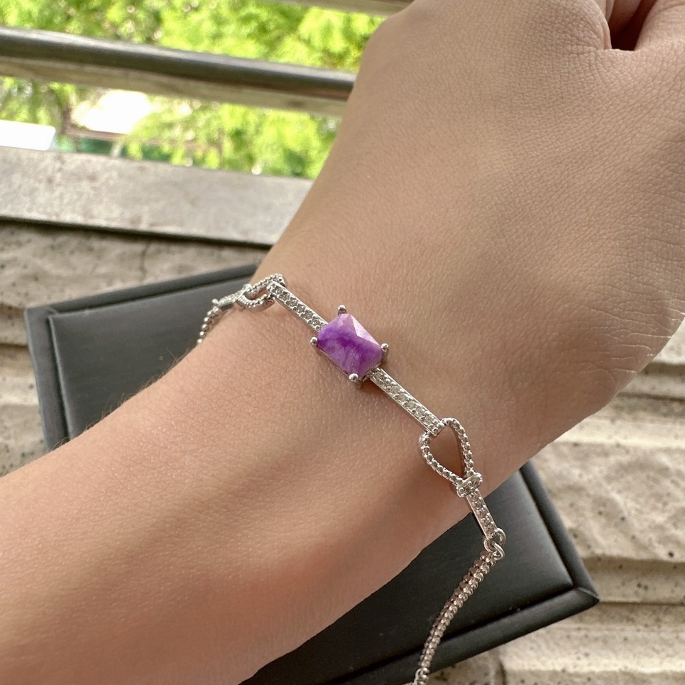 BC♥天然高檔玉化舒俱徠純銀手鍊-細節圖6