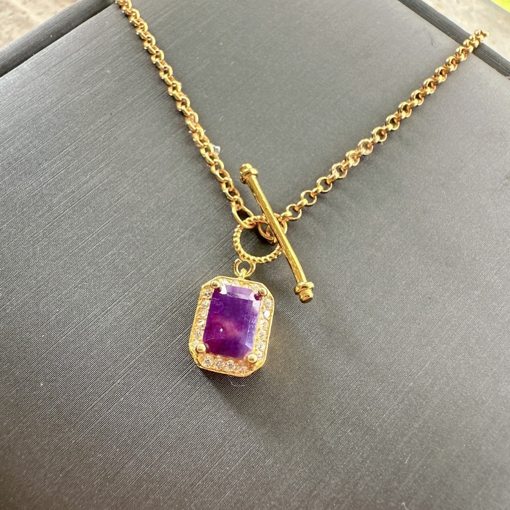 BC♥高檔帝王紫舒俱徠純銀鍍金項鍊-細節圖2