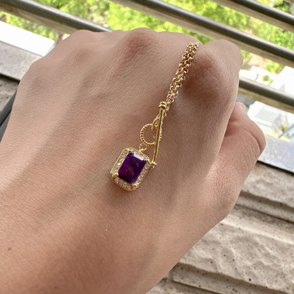 BC♥高檔帝王紫舒俱徠純銀鍍金項鍊-細節圖3