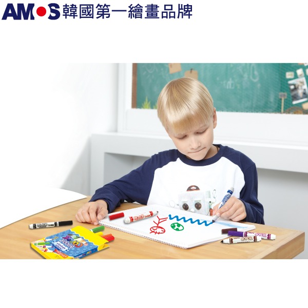 韓國AMOS 10色粗款可水洗彩色筆-細節圖3