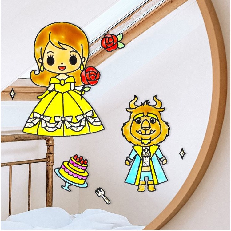 韓國AMOS 7色10.5ML可愛公主玻璃彩繪創意組合(玻璃貼+模型版)-細節圖7