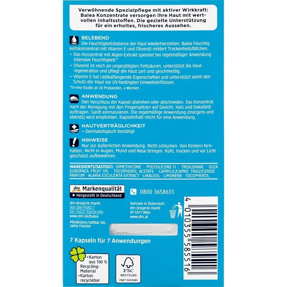 【Balea 芭樂雅】肌膚緊緻淡化細紋精華膠囊-海藻保濕(7顆/片/藍色)【5551】-細節圖2