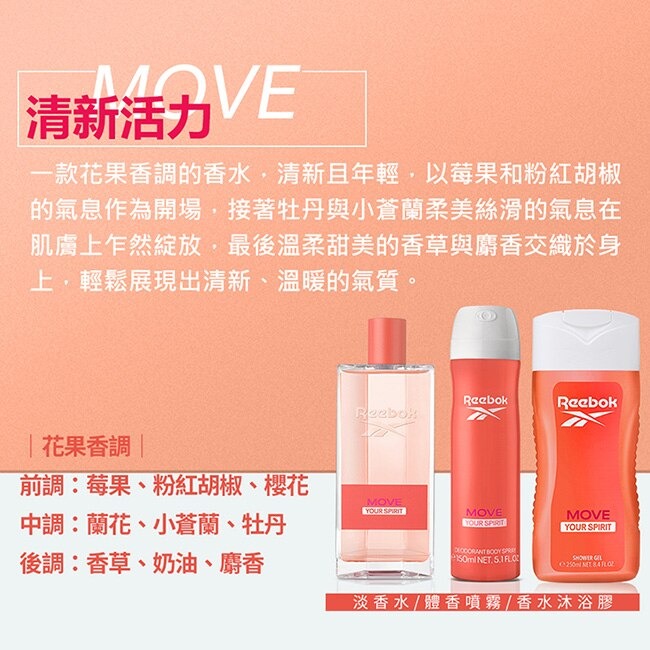 【Reebok 銳跑】女用體香噴霧-清新活力(150ml)【4767】-細節圖2
