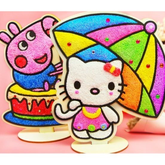 超好玩兒童4D木質立體珍珠泥畫/創意雪花泥畫貼-細節圖2