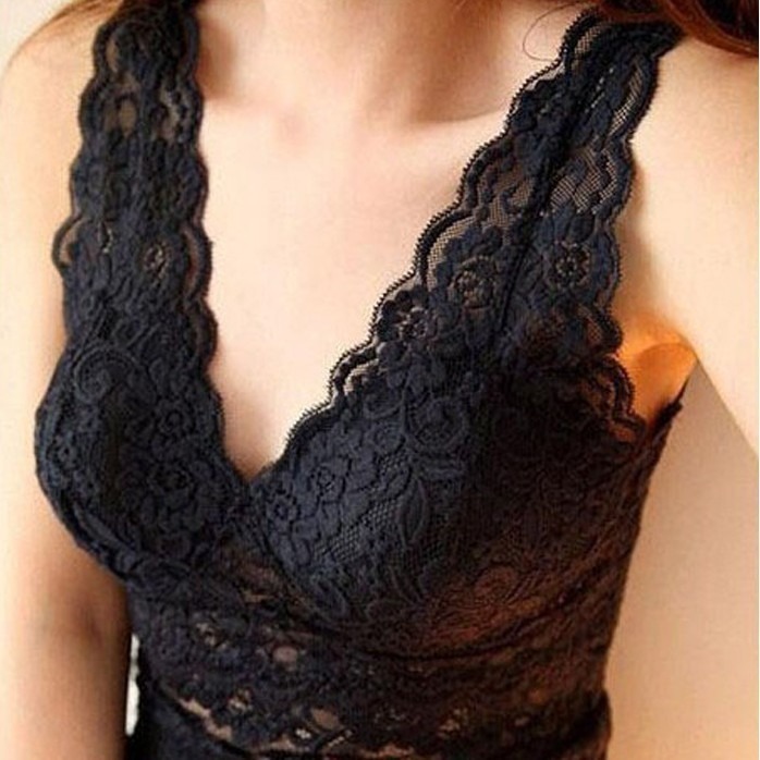 台灣現貨 爆款性感蕾絲背心帶胸墊 打底衣 防走光 內搭外穿 無鋼圈內衣-細節圖3