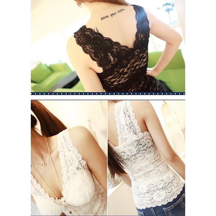 台灣現貨 爆款性感蕾絲背心帶胸墊 打底衣 防走光 內搭外穿 無鋼圈內衣-細節圖4