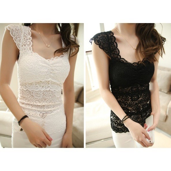 台灣現貨 爆款性感蕾絲背心帶胸墊 打底衣 防走光 內搭外穿 無鋼圈內衣-細節圖8