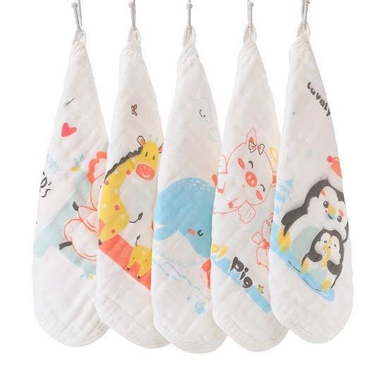 台灣現貨 30*30無敵可愛高密精梳六層純棉紗布巾🔥五條一組🌈紗布手帕💥紗布毛巾🌈六層紗-細節圖2