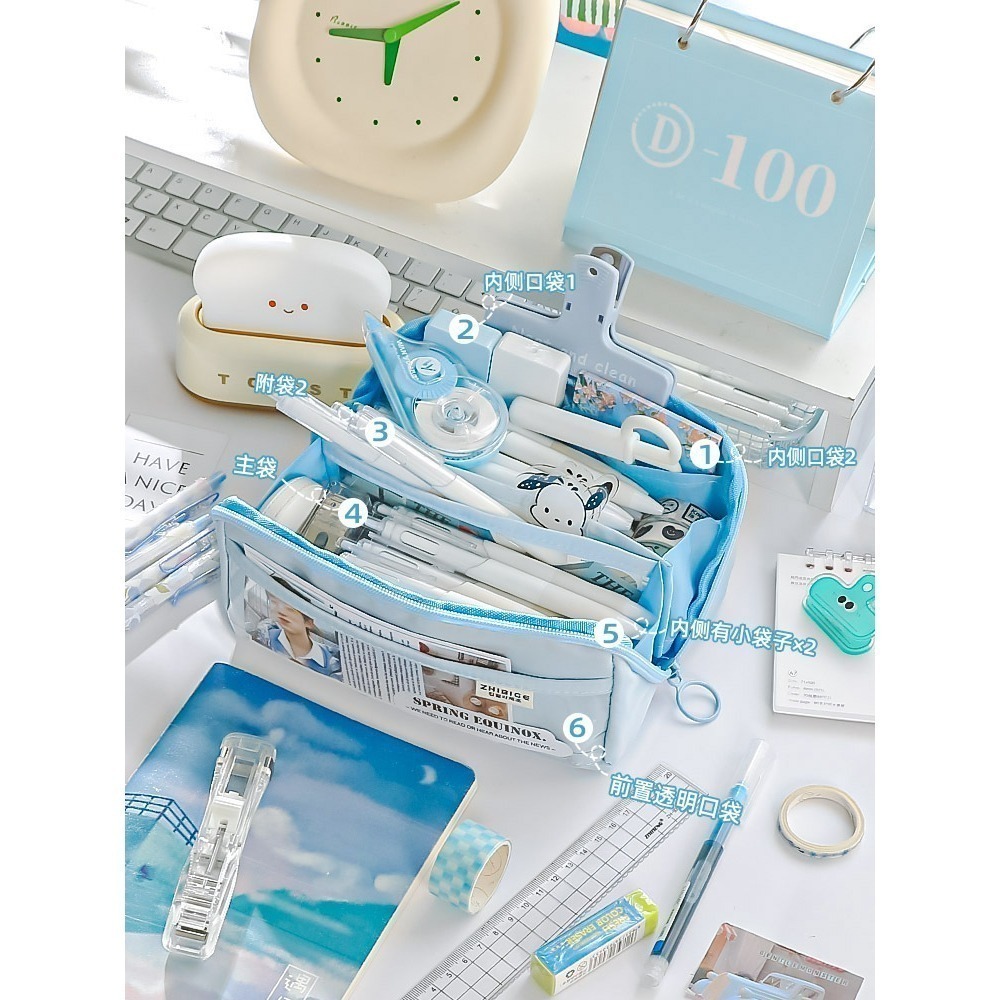 台灣現貨 爆款😍 高質感超巨能裝十層大筆袋 👍大容量筆袋-細節圖9
