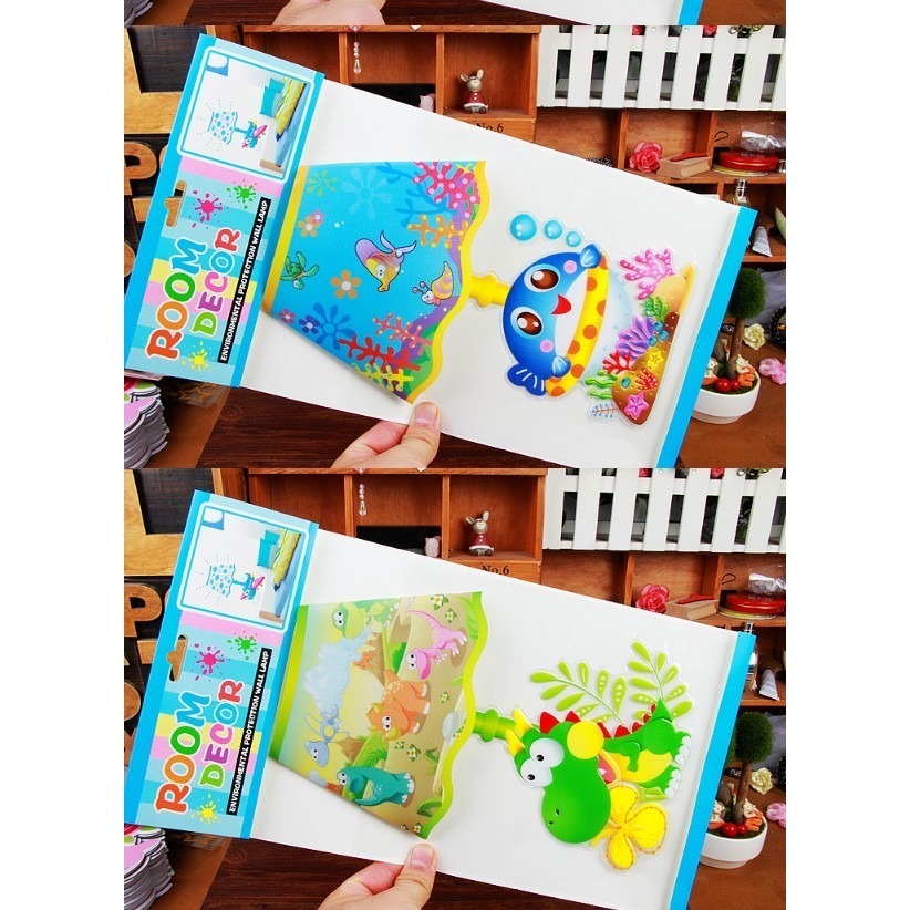 台灣現貨 可愛卡通壁貼燈 免插電3D立體LED檯燈貼 開關燈 小夜燈 孩子最愛的禮物 夜燈-細節圖6