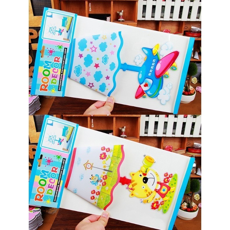 台灣現貨 可愛卡通壁貼燈 免插電3D立體LED檯燈貼 開關燈 小夜燈 孩子最愛的禮物 夜燈-細節圖8