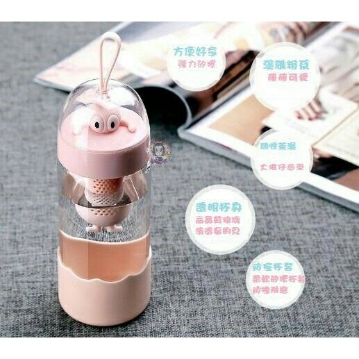 台灣現貨 創意茶漏大眼仔泡茶玻璃杯 隨手杯 花茶杯 泡茶杯 隨身水杯-細節圖2