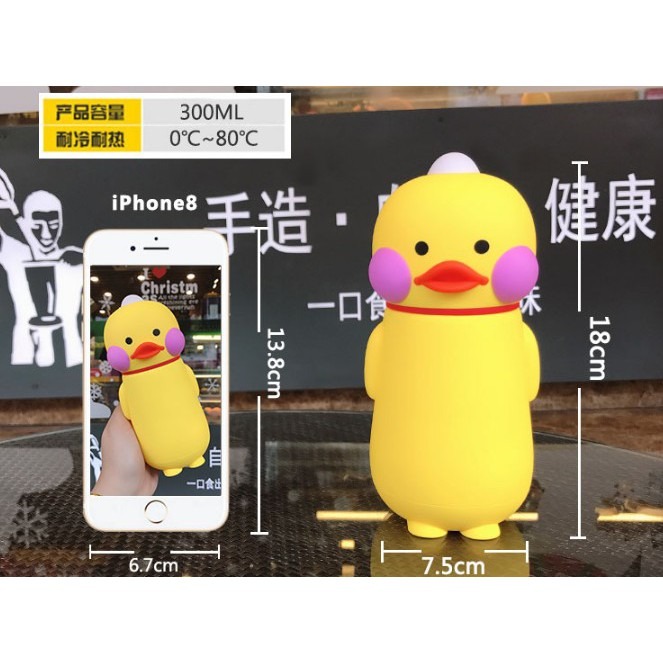台灣現貨出清 網紅爆款玻尿酸鴨鴨杯 玻璃隨手杯 可愛隨身杯 小黃鴨杯 交換禮物-細節圖3
