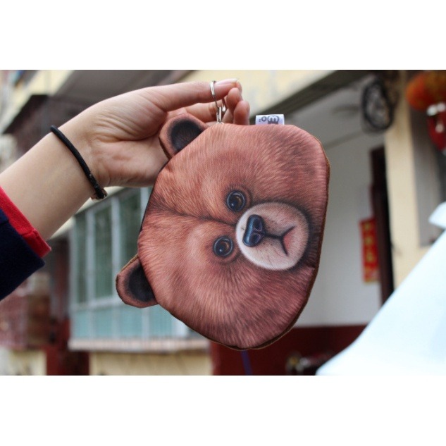 台灣現貨 最新款動物錢包小熊硬幣包 3D布藝印花手機零錢包-細節圖8