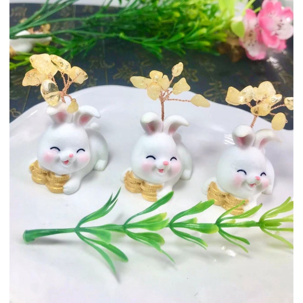 台灣現貨 新年招財必備 招財黃水晶萌兔 開運擺件 聚財兔 「聚財之石」、「財富之石」水晶樹 辦公桌療癒小物-細節圖5