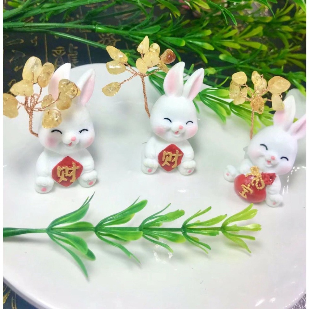 台灣現貨 新年招財必備 招財黃水晶萌兔 開運擺件 聚財兔 「聚財之石」、「財富之石」水晶樹 辦公桌療癒小物-細節圖6