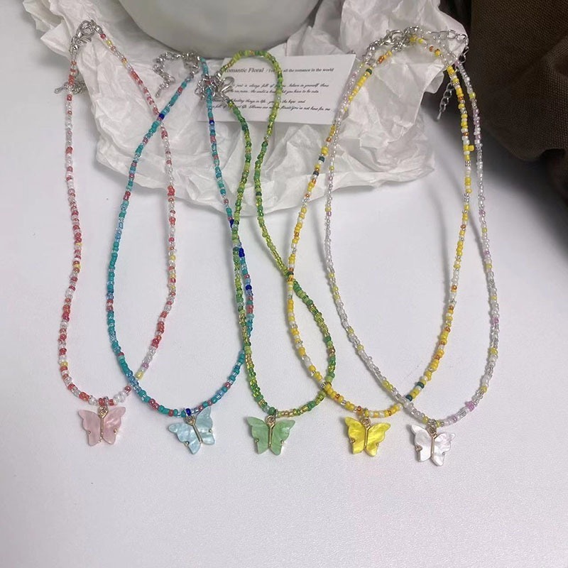 台灣現貨 日韓超流行 糖果色愛心串珠項鍊-細節圖2