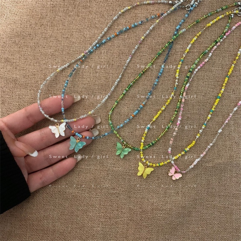 台灣現貨 日韓超流行 糖果色愛心串珠項鍊-細節圖4