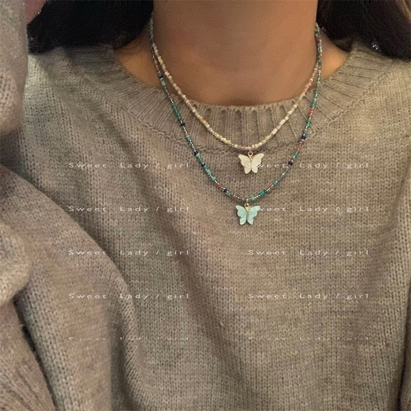 台灣現貨 日韓超流行 糖果色愛心串珠項鍊-細節圖8