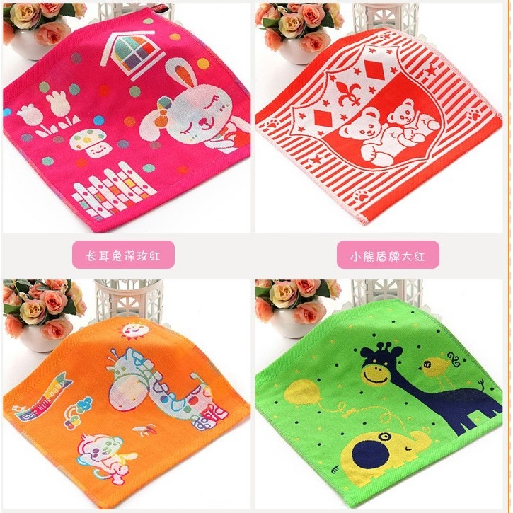 台灣現貨 純棉紗布小方巾 卡通兒童洗臉小毛巾 嬰兒全棉手帕 幼兒園三層紗手帕-細節圖2