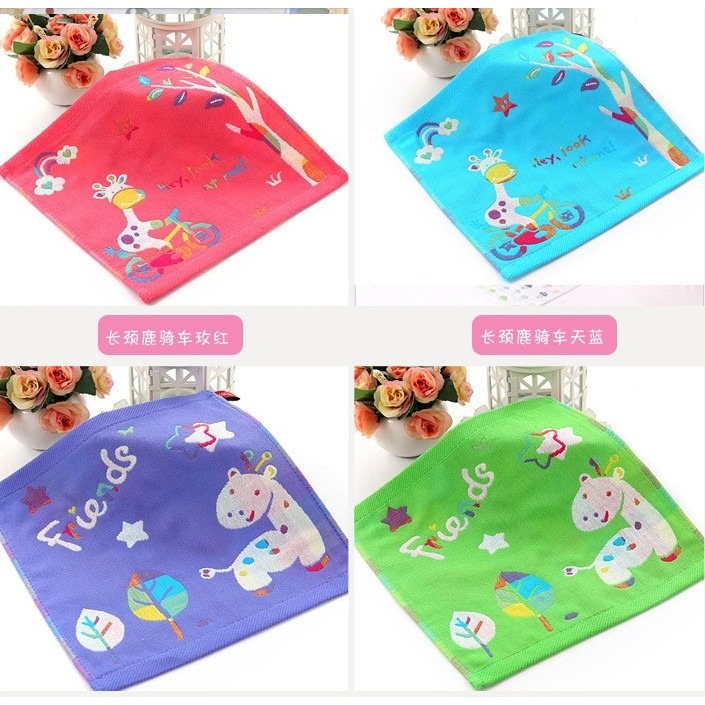 台灣現貨 純棉紗布小方巾 卡通兒童洗臉小毛巾 嬰兒全棉手帕 幼兒園三層紗手帕-細節圖3