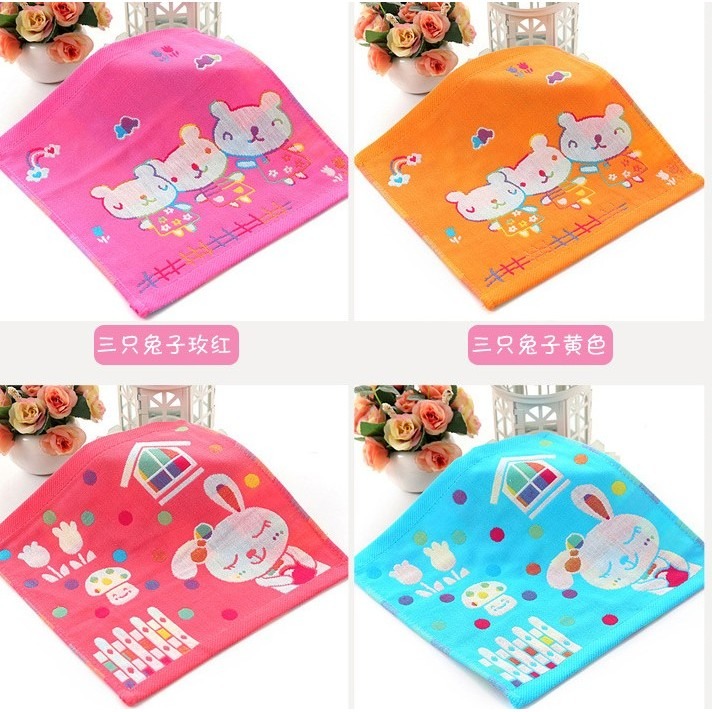 台灣現貨 純棉紗布小方巾 卡通兒童洗臉小毛巾 嬰兒全棉手帕 幼兒園三層紗手帕-細節圖5