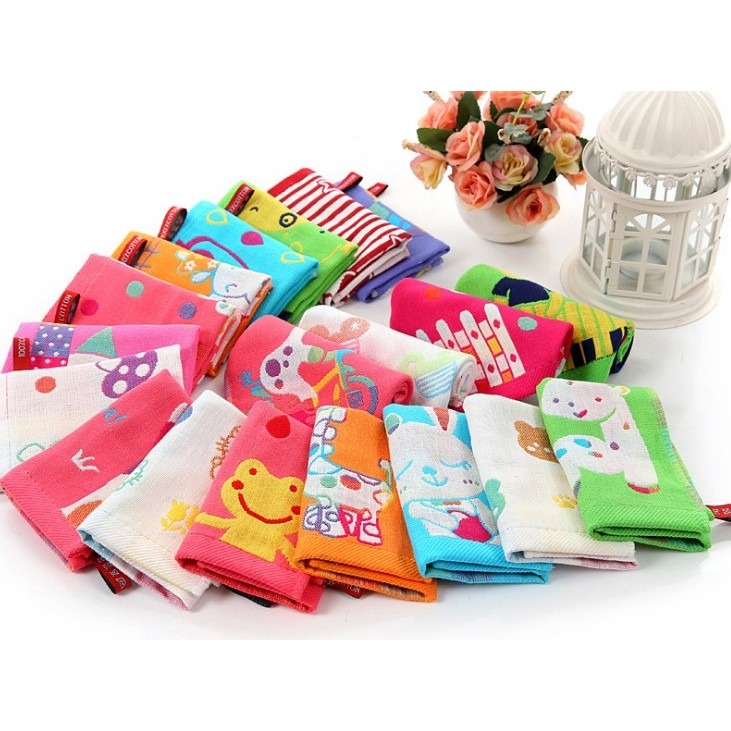 台灣現貨 純棉紗布小方巾 卡通兒童洗臉小毛巾 嬰兒全棉手帕 幼兒園三層紗手帕-細節圖6