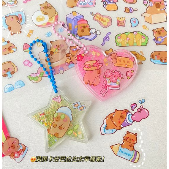 台灣現貨  卡皮巴拉防水貼紙套盒100張-細節圖6