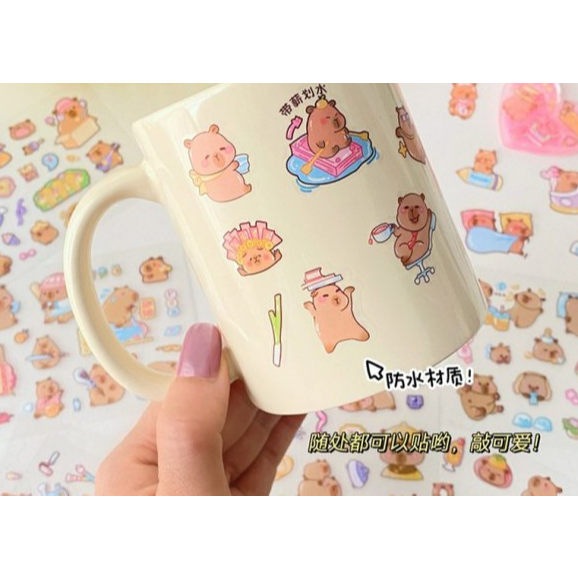 台灣現貨  卡皮巴拉防水貼紙套盒100張-細節圖7