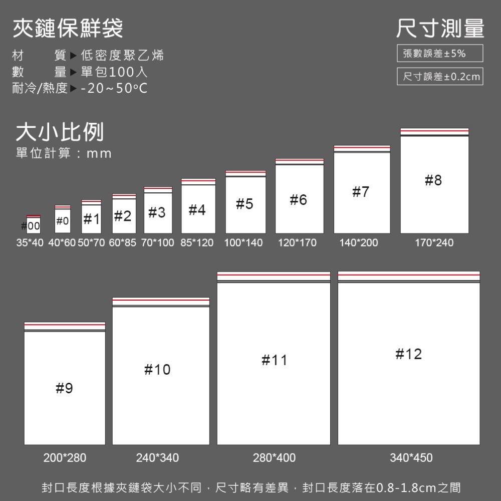 夾鏈袋 封口袋 自封袋 食品封口袋 食品夾鏈袋 透明包裝袋(100入)【BC0004】-細節圖9