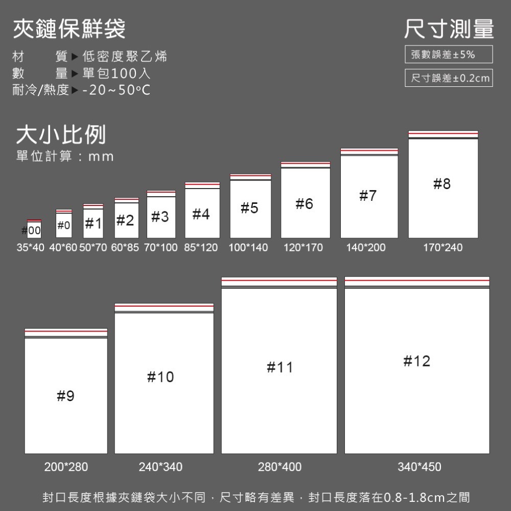 夾鏈袋 封口袋 自封袋 食品封口袋 食品夾鏈袋 透明包裝袋(100入)【BC0004】-細節圖9