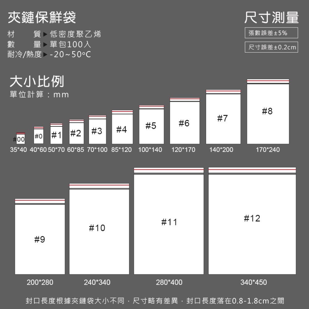 夾鏈袋 封口袋 自封袋 封口袋 夾鏈袋 透明包裝袋(100入)【BC0004】-細節圖6